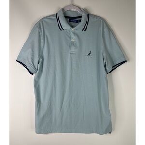 Nautica Men’s Cotton Blend Bag Blue Short Sleeve Polo Shirt